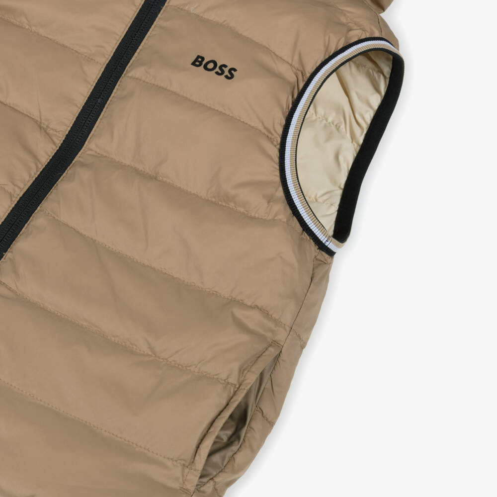 BOSS-Boys Ivory & Beige Dual-Sided Vest | Childrensalon Outlet
