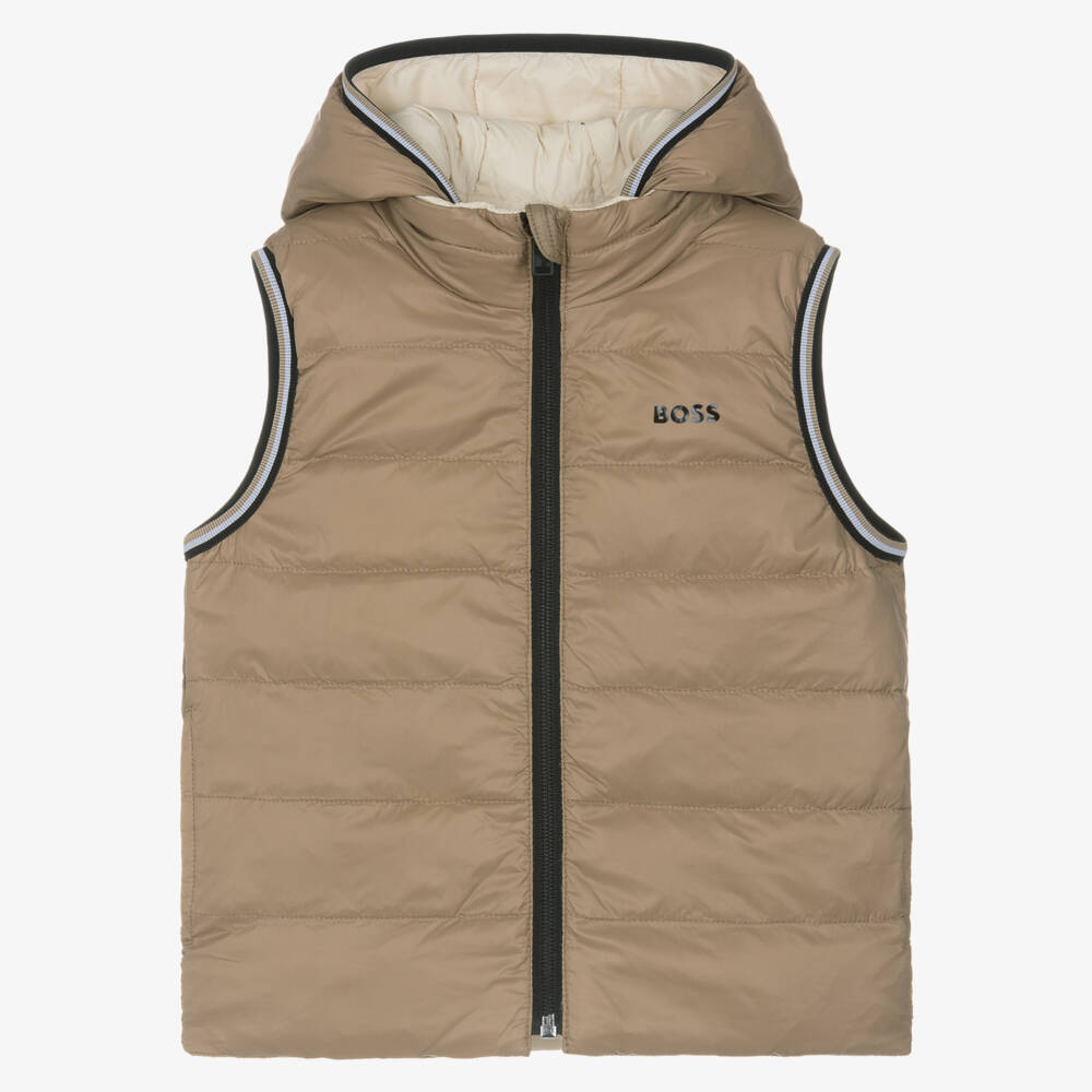 BOSS-Boys Ivory & Beige Dual-Sided Vest | Childrensalon Outlet
