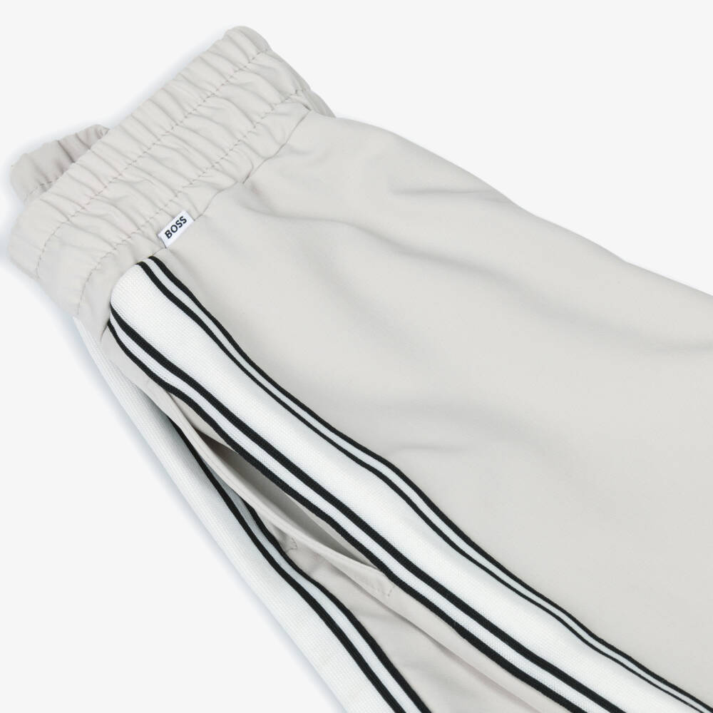 BOSS-Boys Ivory Bermuda Shorts with Side Stripe Taping | Childrensalon Outlet