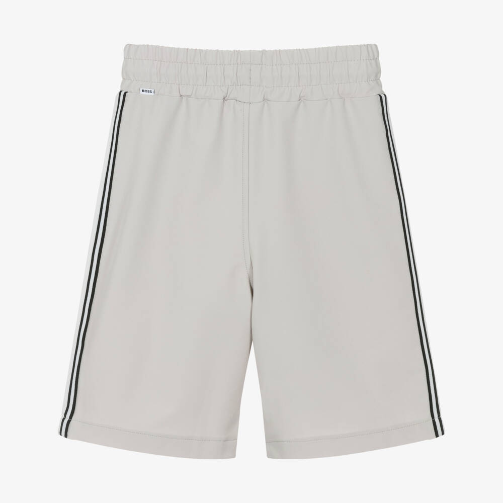 BOSS-Boys Ivory Bermuda Shorts with Side Stripe Taping | Childrensalon Outlet