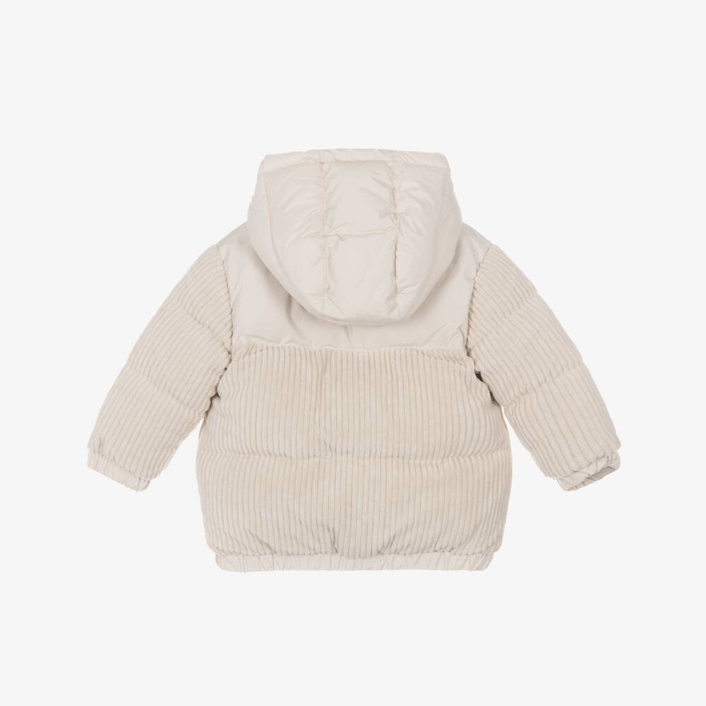 BOSS-Boys Ivory Corduroy Puffer Jacket with Hood | Childrensalon Outlet