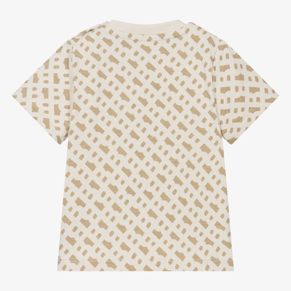 BOSS-Boys Ivory Cotton Logo Tee | Childrensalon Outlet