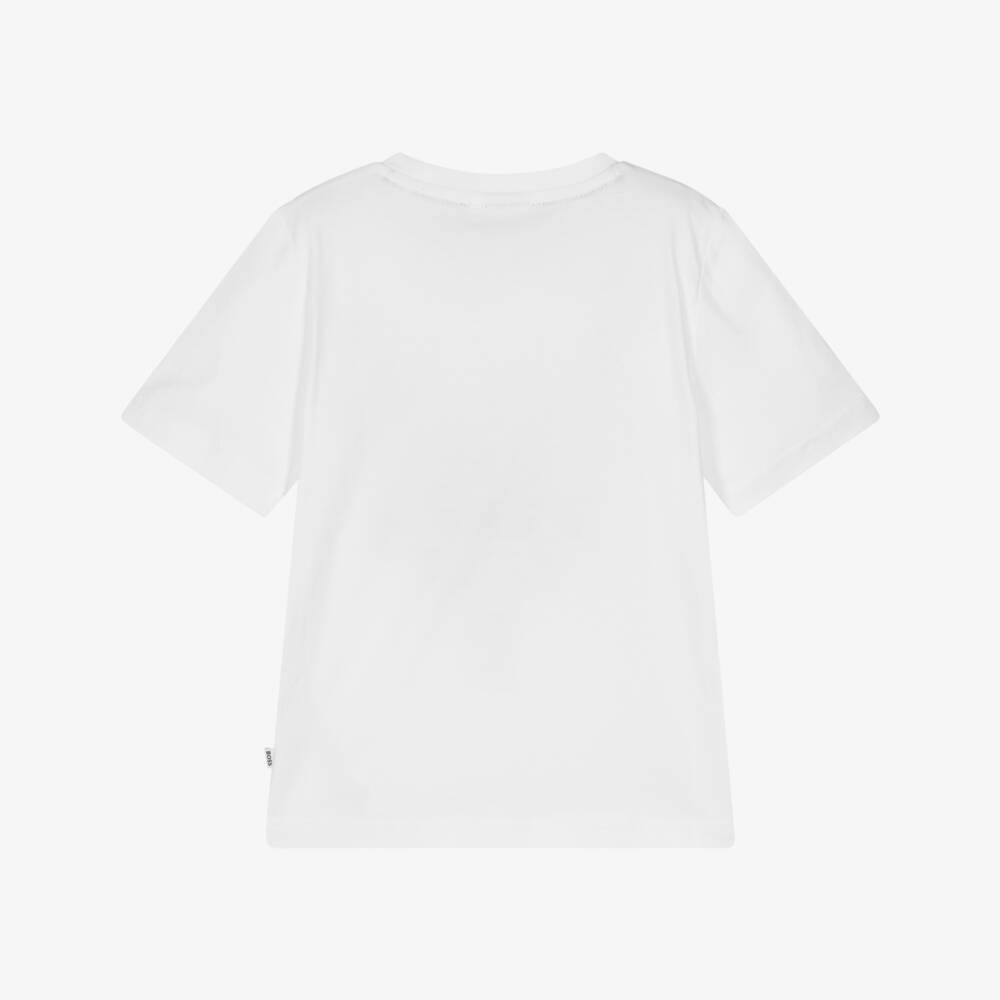 BOSS-Boys Ivory Cotton Logo Tee | Childrensalon Outlet