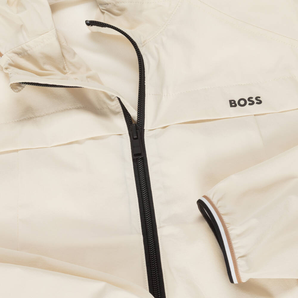 BOSS-Boys Ivory Hooded Windbreaker Jacket & Shorts Set | Childrensalon Outlet