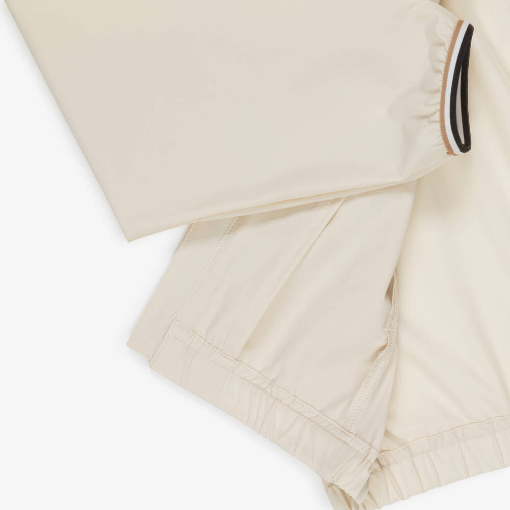 BOSS-Boys Ivory Hooded Windbreaker Jacket & Shorts Set | Childrensalon Outlet