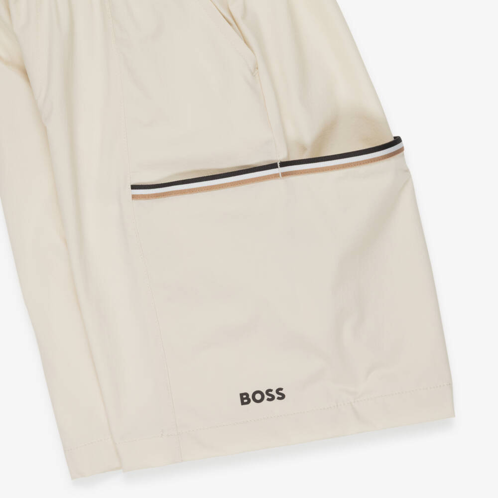 BOSS-Boys Ivory Hooded Windbreaker Jacket & Shorts Set | Childrensalon Outlet