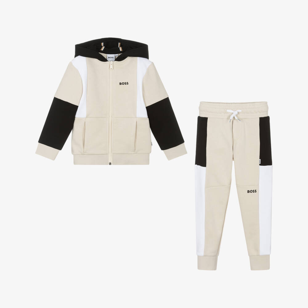BOSS-Boys Ivory Tone Cotton Ensemble | Childrensalon Outlet