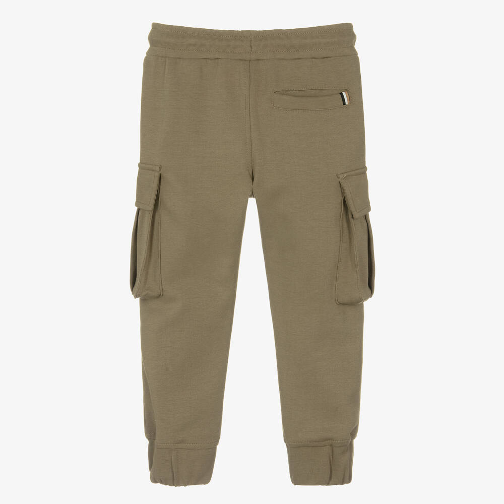 بوس-جوغرز قطن جيرسي لون أخضر كاكي للأولاد | Childrensalon Outlet