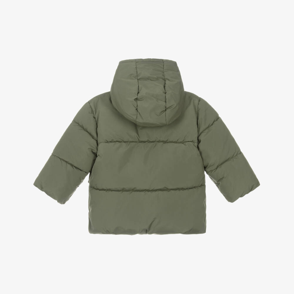 BOSS-Boys Khaki Green Puffer Jacket with Subtle Logo | Childrensalon Outlet