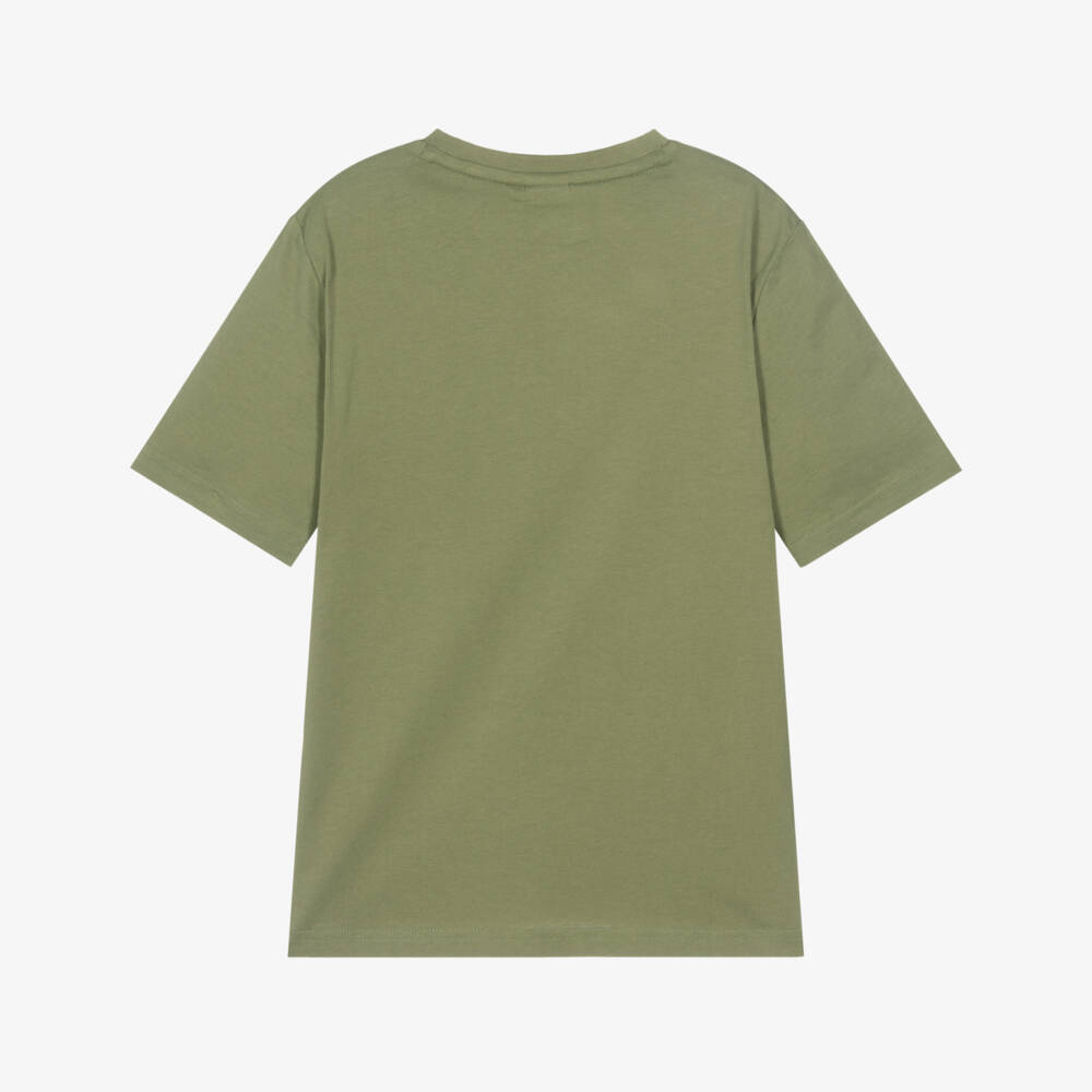 BOSS-Boys Khaki Leaf Print Tee | Childrensalon Outlet