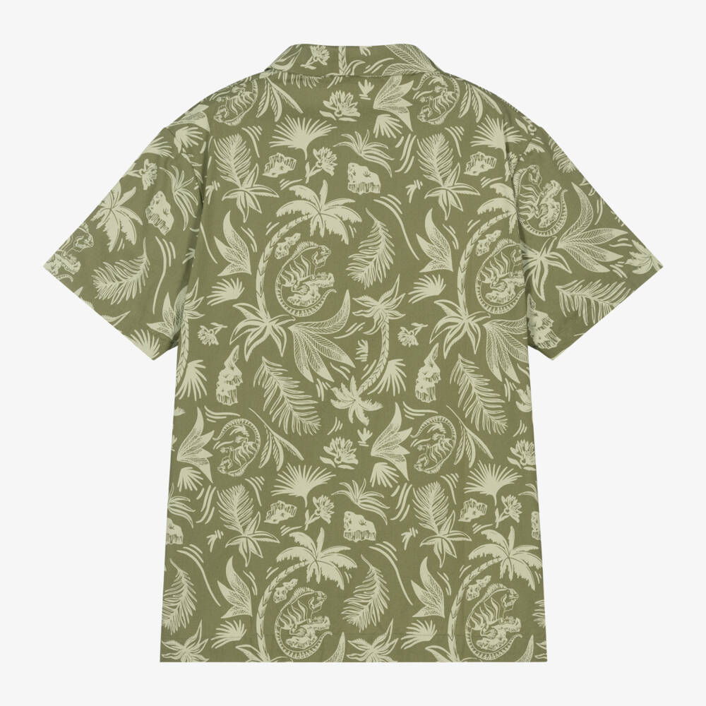 BOSS-Boys Leafy Green Cotton Shirt | Childrensalon Outlet