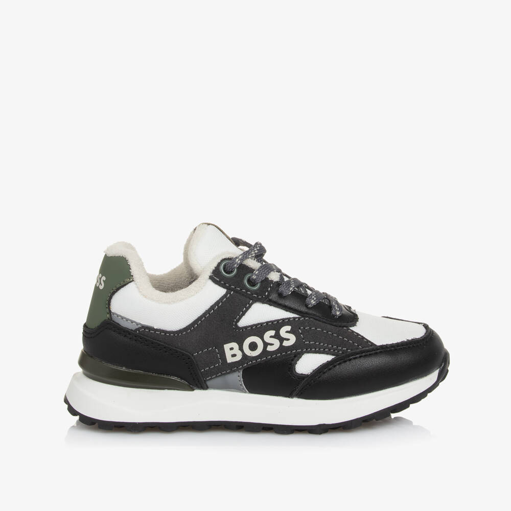 BOSS-Boys Leather Black Sports Shoes | Childrensalon Outlet