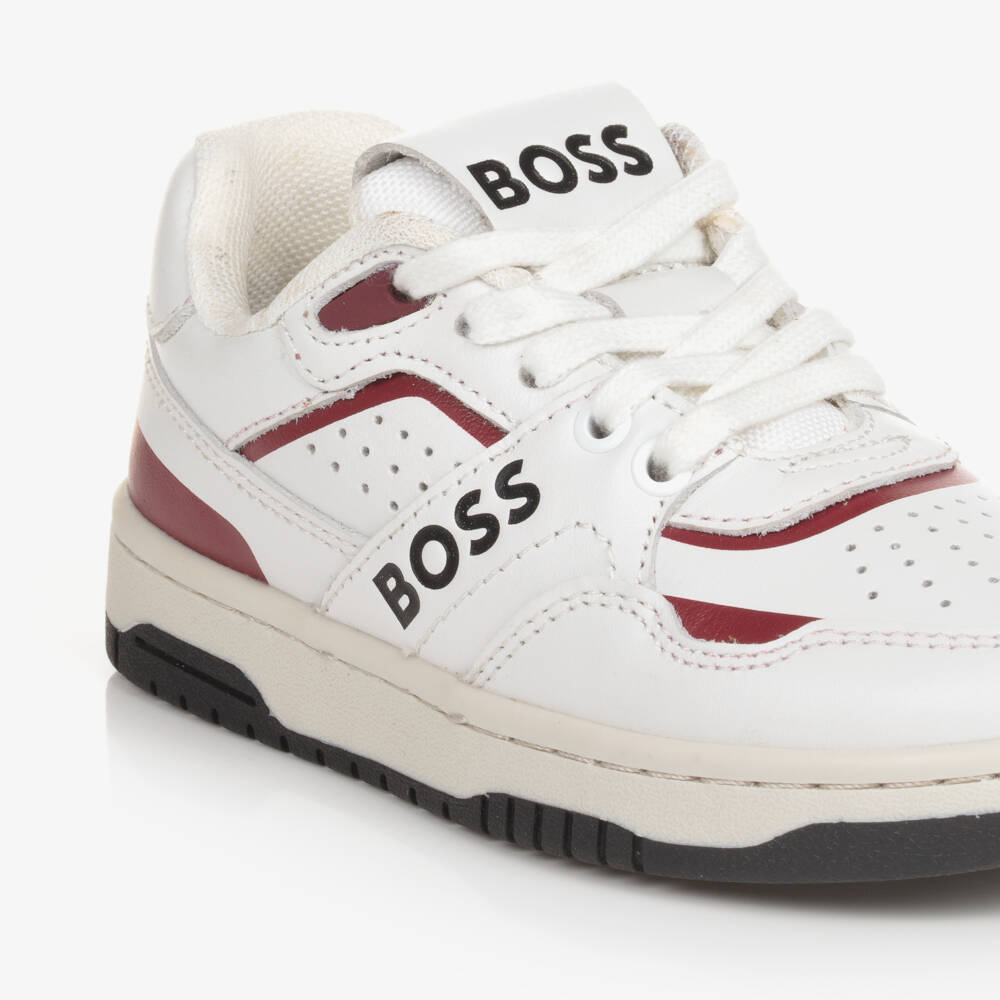 BOSS-Белые кожаные кроссовки для мальчиков | Childrensalon Outlet