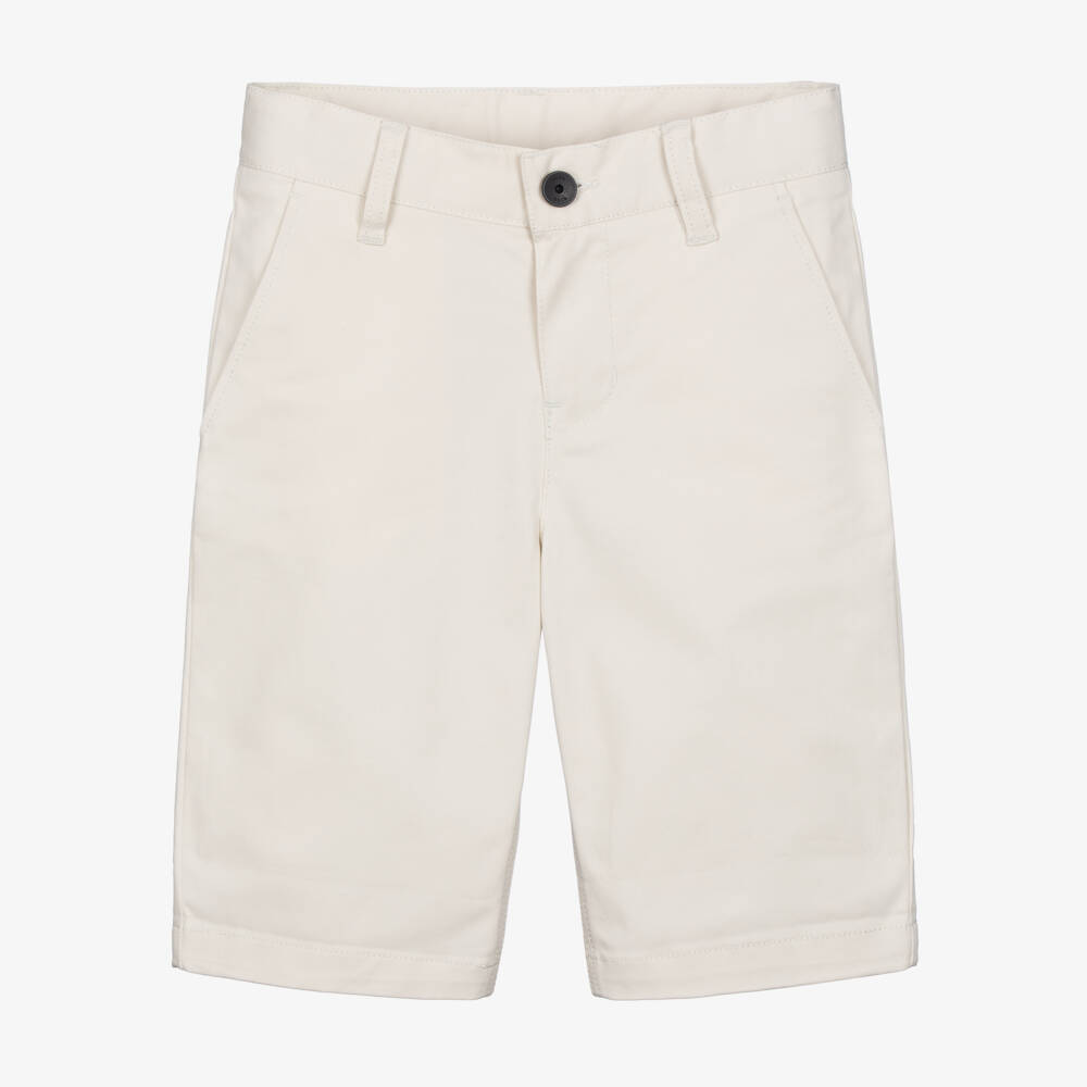 BOSS-Boys Light Beige Cotton Twill Chino Shorts | Childrensalon Outlet