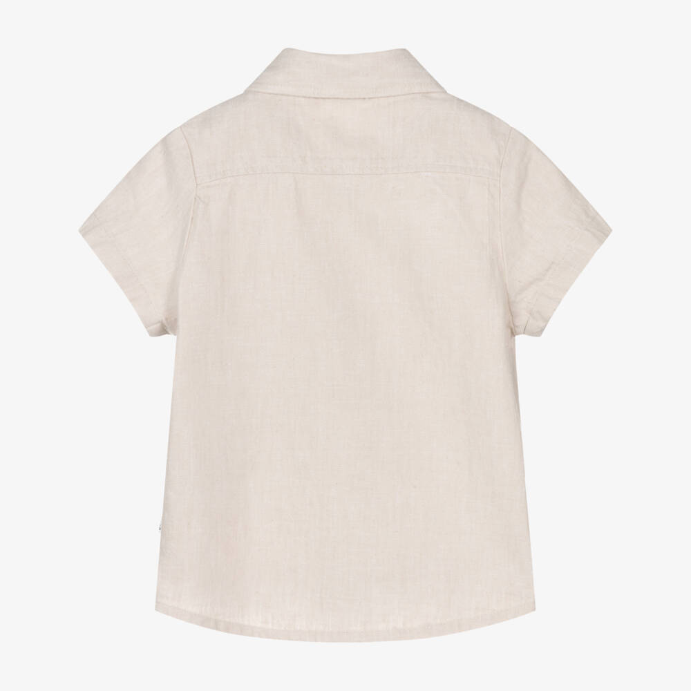BOSS-Boys Light Beige Linen & Cotton Shirt | Childrensalon Outlet