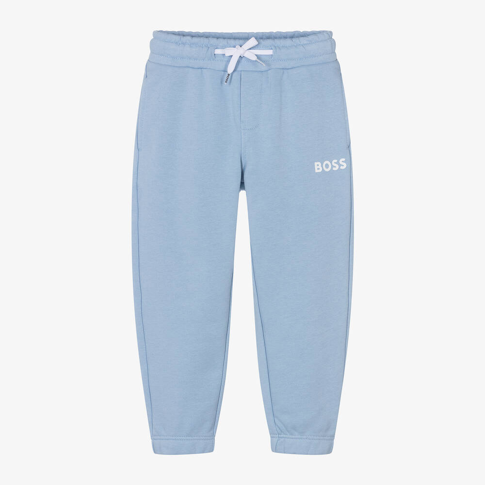 BOSS-Boys Light Blue Cotton Joggers | Childrensalon Outlet