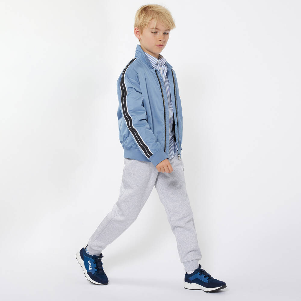 BOSS-Голубая рубашка из хлопка в полоску для мальчиков | Childrensalon Outlet