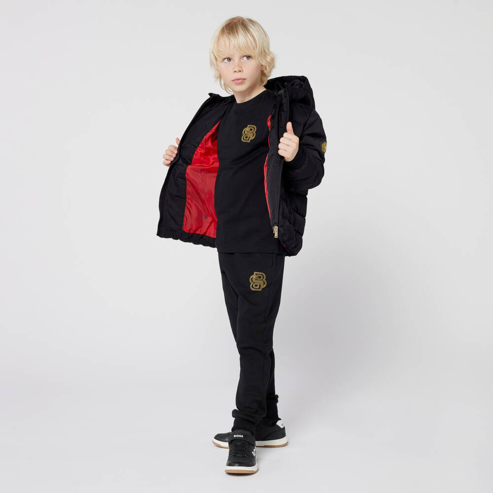 BOSS-Boys Luxe Black Jersey Shirt | Childrensalon Outlet