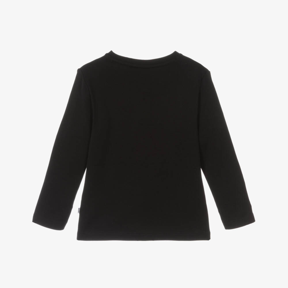 BOSS-Boys Luxe Black Jersey Shirt | Childrensalon Outlet