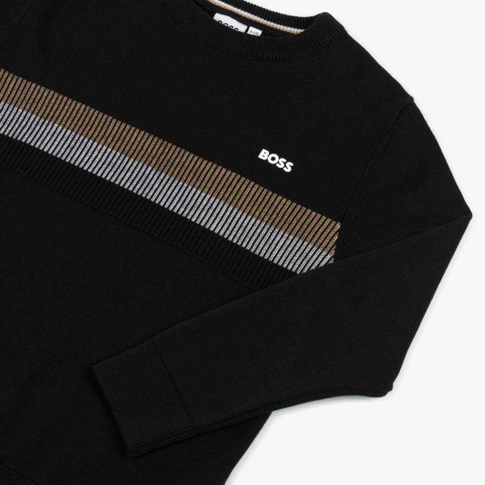 BOSS-Boys Luxe Black Knit Pullover | Childrensalon Outlet