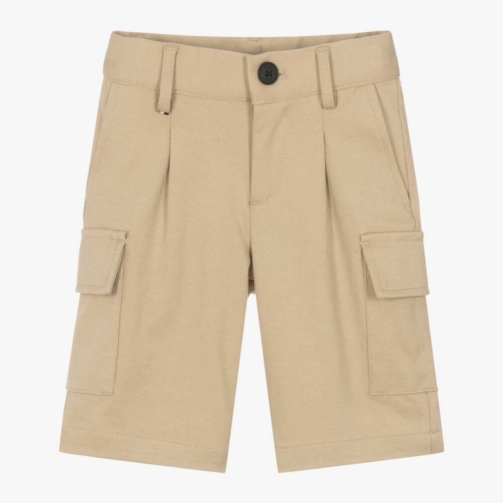 BOSS-Boys Milano Beige Cargo Bermudas | Childrensalon Outlet