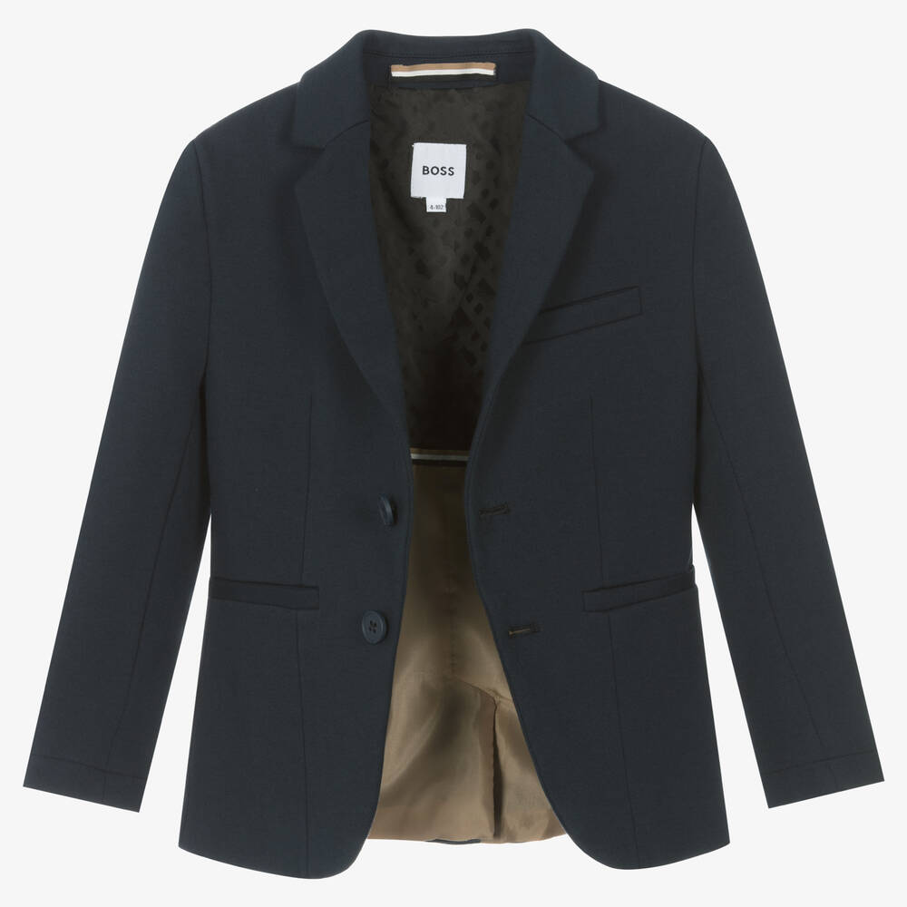 BOSS-Boys Milano Jersey Navy Blue Suit | Childrensalon Outlet