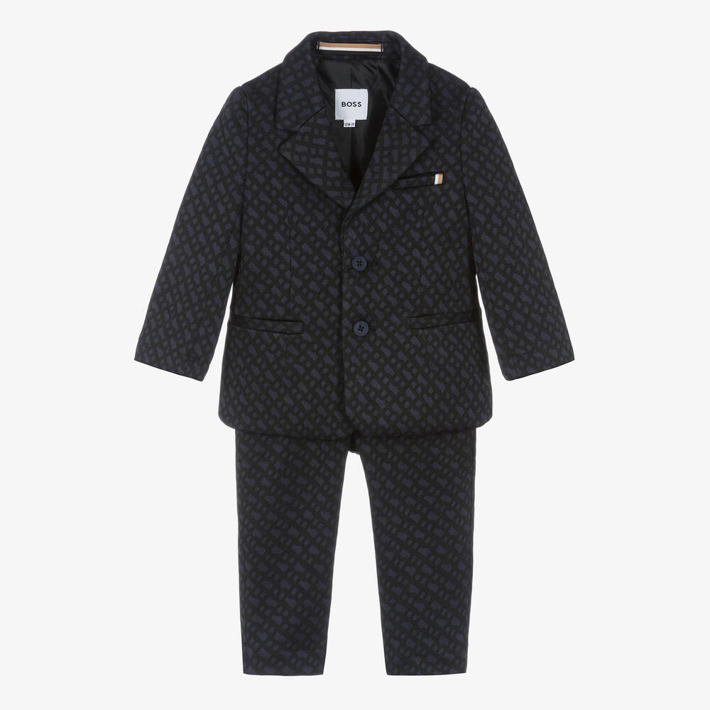 BOSS - Boys Monogram Jacquard Suit | Childrensalon