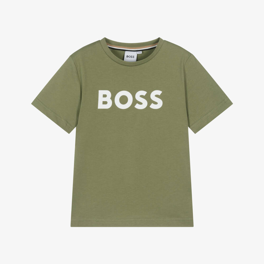 BOSS-Boys Moss Cotton Tee | Childrensalon Outlet