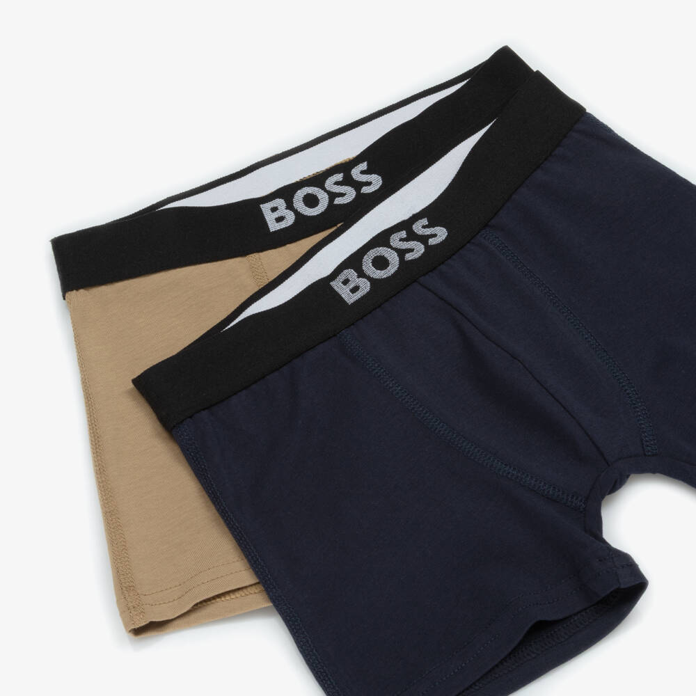 BOSS-Boys Navy and Beige Boxers Duo | Childrensalon Outlet