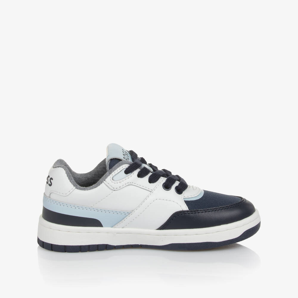 BOSS-Boys Navy and White Trainers | Childrensalon Outlet