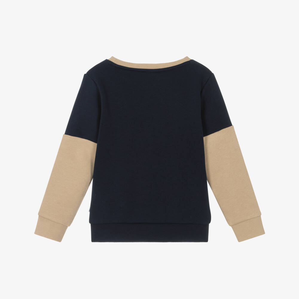 BOSS-Синий и бежевый хлопковый свитшот для мальчиков | Childrensalon Outlet