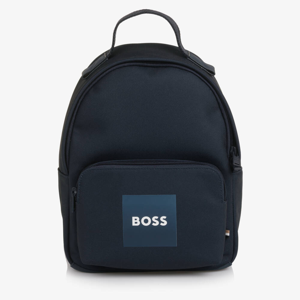 BOSS-Boys Navy Blue Canvas Mini Backpack (28cm) | Childrensalon Outlet