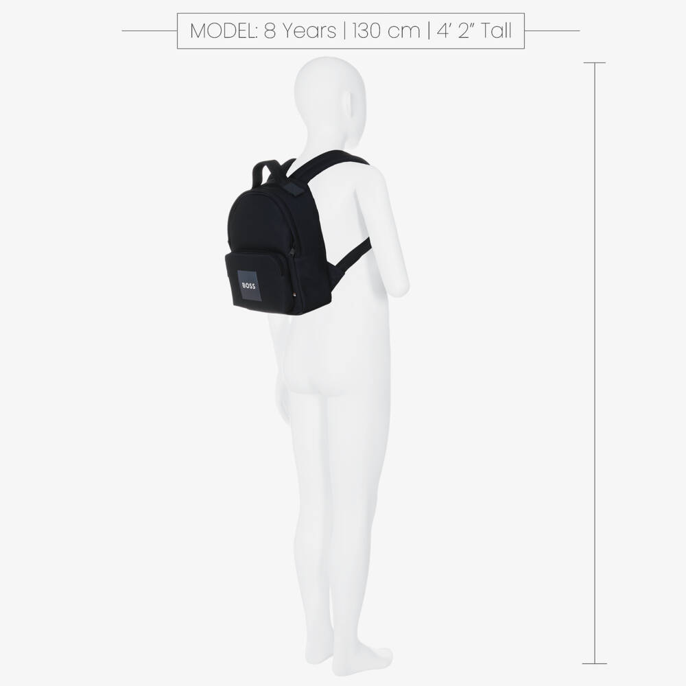 BOSS-Boys Navy Blue Canvas Mini Backpack (28cm) | Childrensalon Outlet