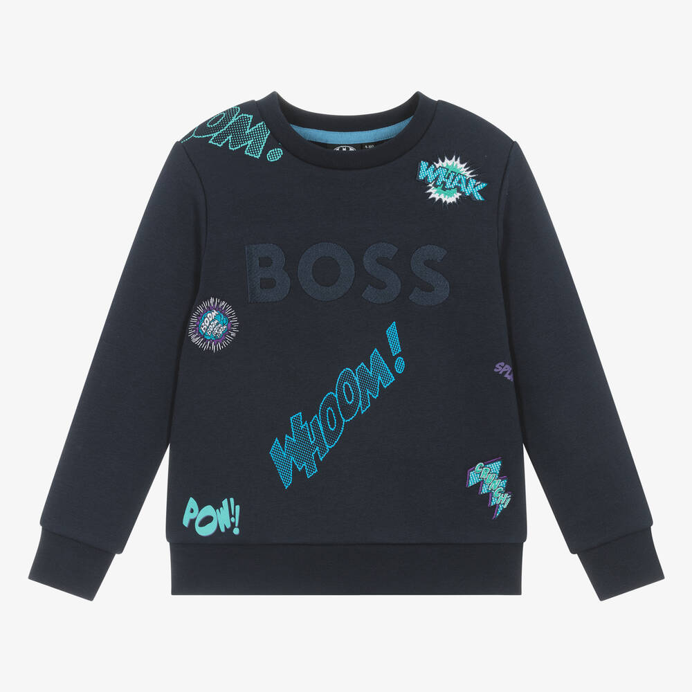 BOSS - Boys Navy Blue Cotton Batman Sweatshirt | Childrensalon