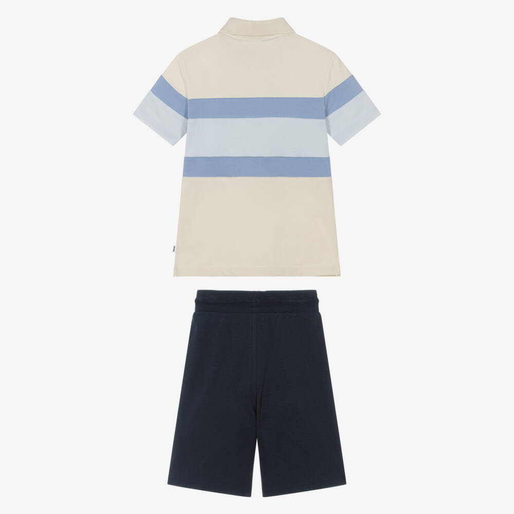 BOSS-Boys Navy Blue Cotton Bermuda Shorts Set | Childrensalon Outlet