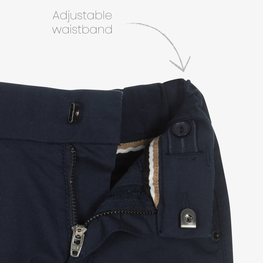 بوس-شورت تشينو أطفال ولادي قطن تويل لون كحلي | Childrensalon Outlet