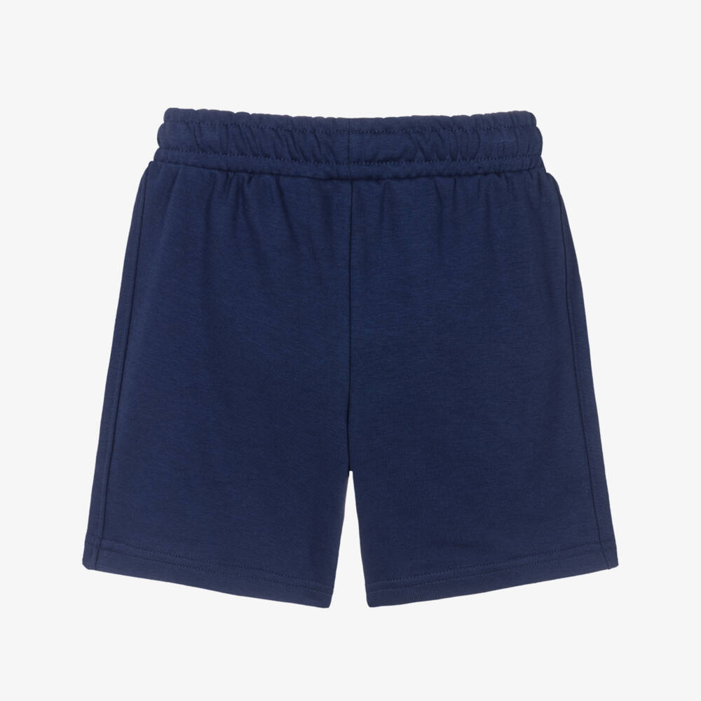 BOSS-Boys Navy Blue Cotton Jersey Team BOSS Shorts | Childrensalon Outlet