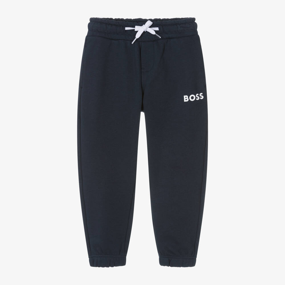 Boys Navy Blue Cotton Joggers