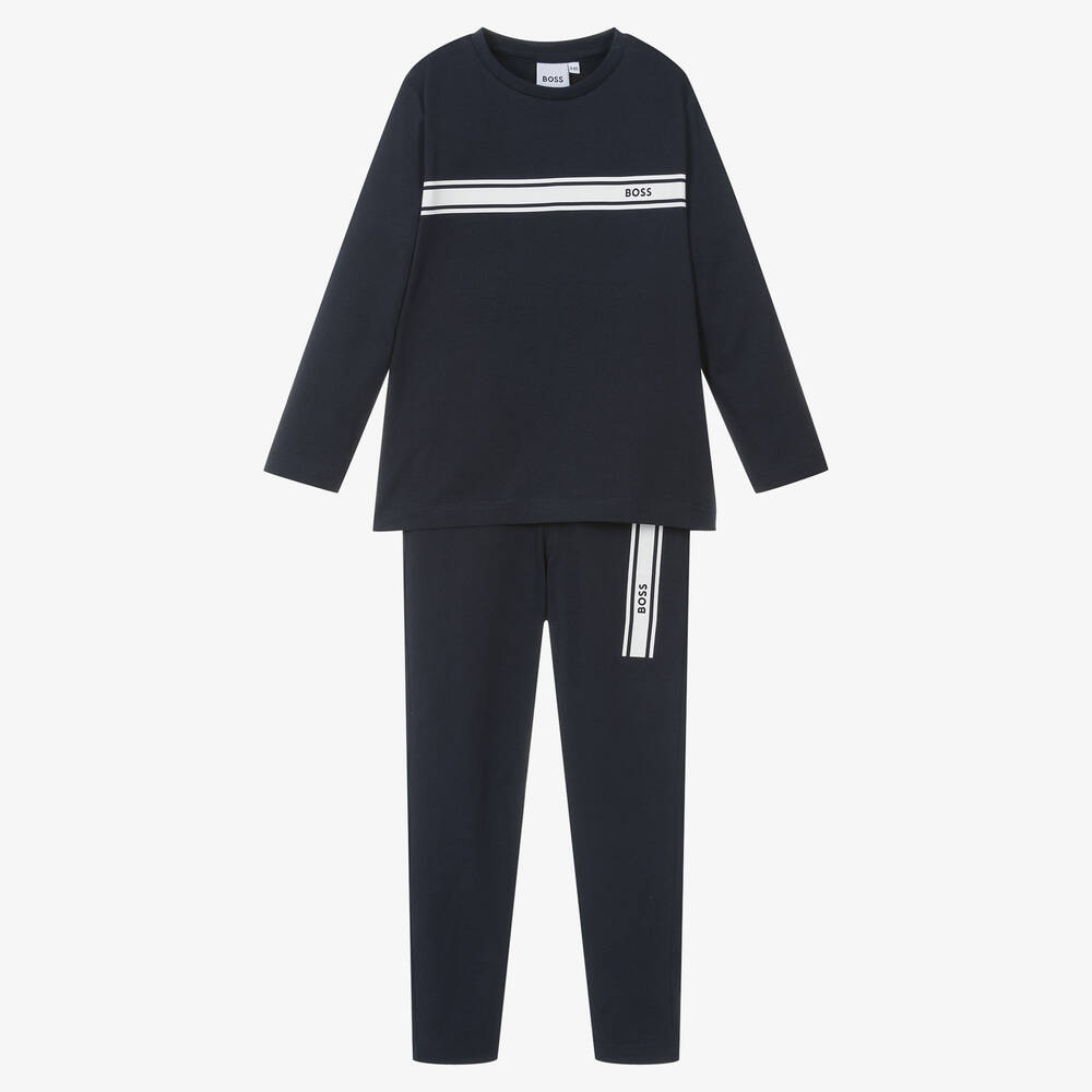 BOSS - Navyblauer Baumwoll-Schlafanzug  | Childrensalon