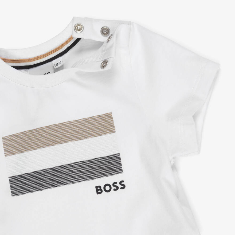 BOSS-Boys Navy Blue Cotton Shorts Set with Signature Stripes | Childrensalon Outlet