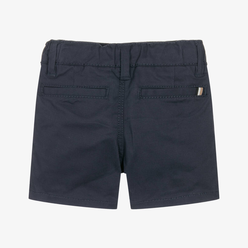 BOSS-Boys Navy Blue Cotton Twill Chino Shorts | Childrensalon Outlet