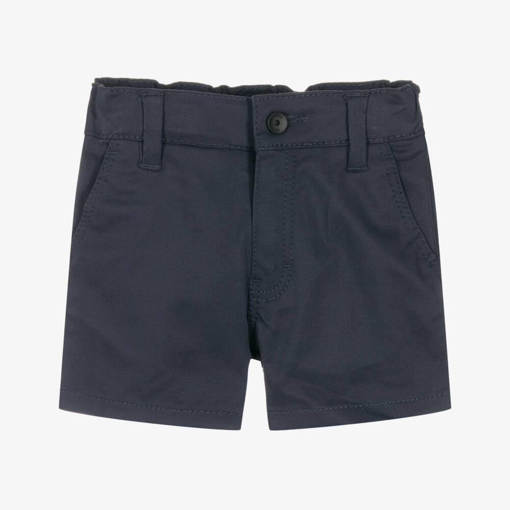 BOSS-Boys Navy Blue Cotton Twill Chino Shorts | Childrensalon Outlet