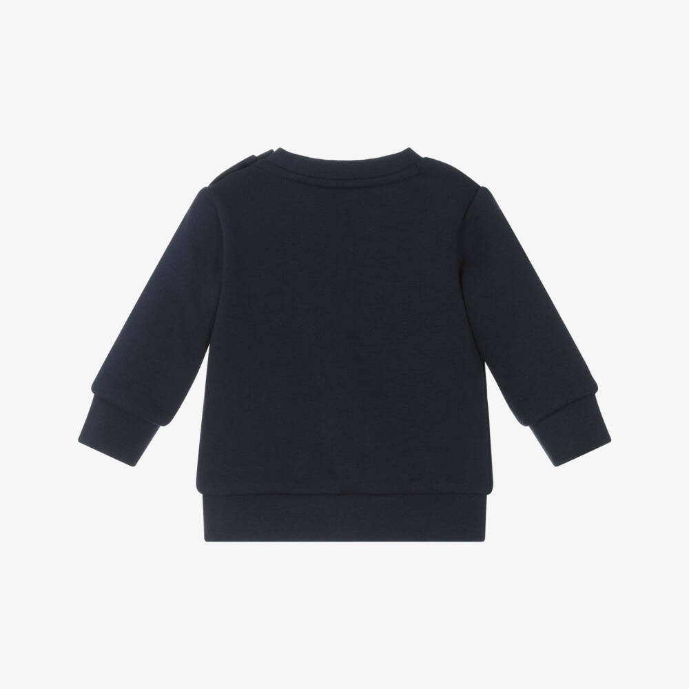 BOSS-Boys Navy Blue Embroidered Logo Sweatshirt | Childrensalon Outlet