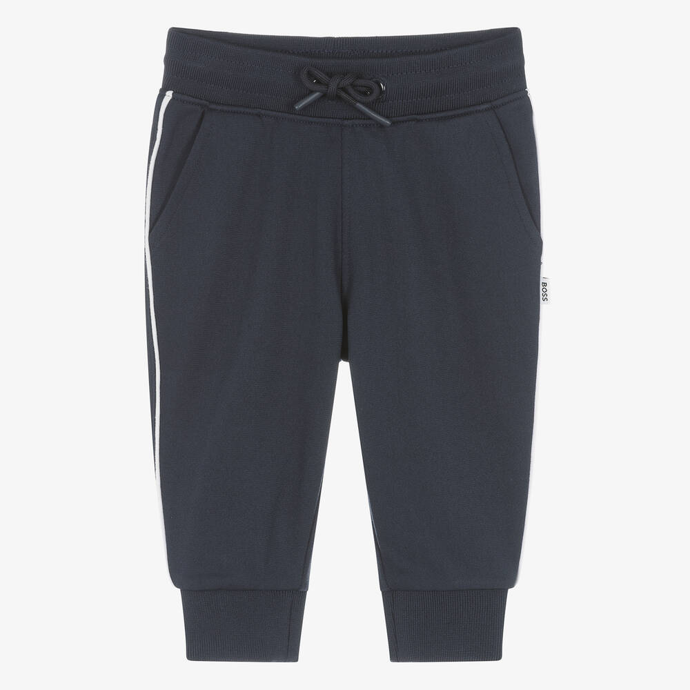 BOSS-Boys Navy Blue Jersey Joggers | Childrensalon Outlet