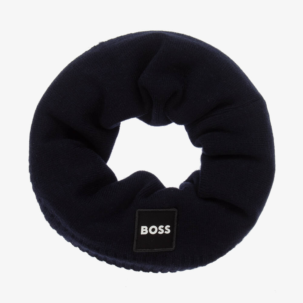BOSS - Boys Navy Blue Knitted Snood | Childrensalon