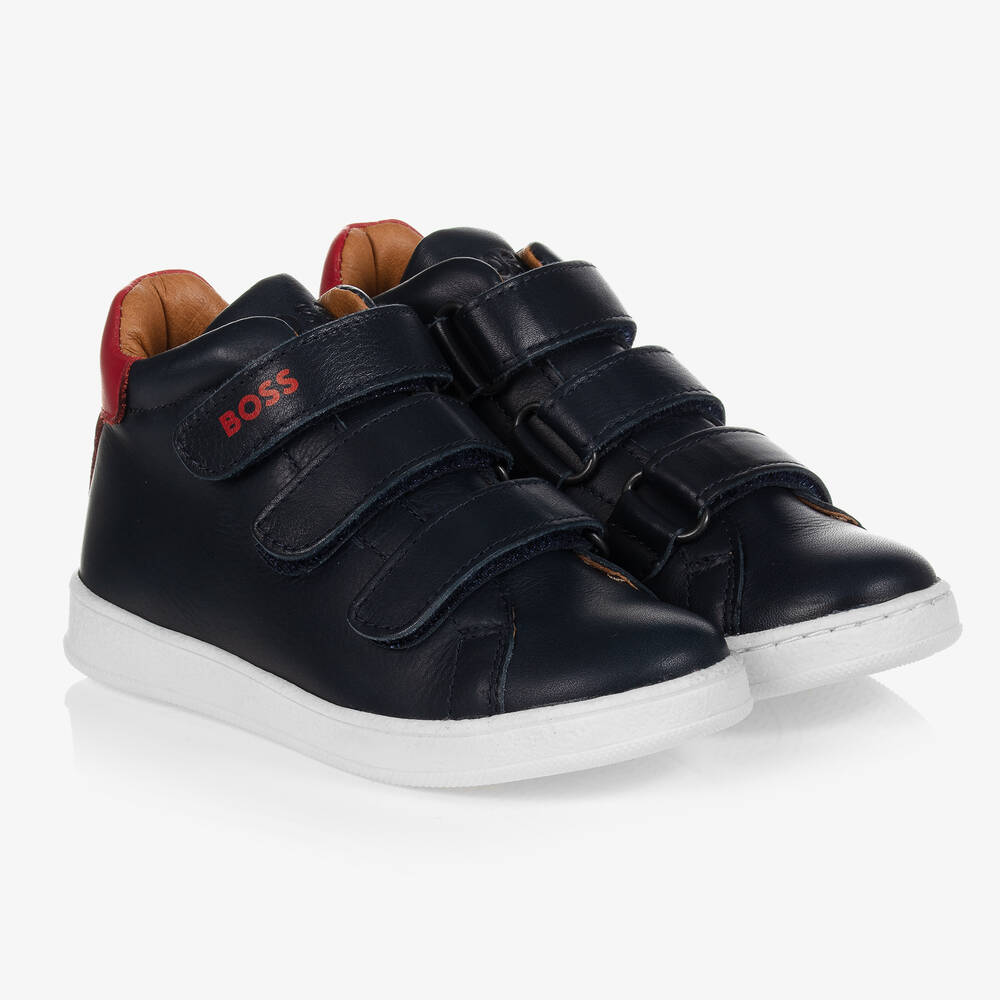 BOSS - Navyblaue Leder-Sneakers (J) | Childrensalon