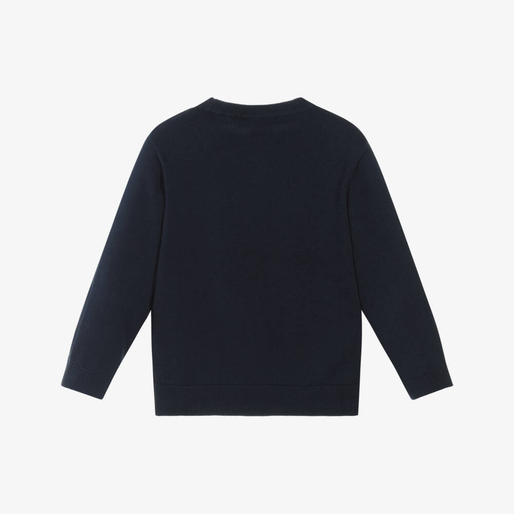 BOSS-Boys Navy Blue Lightweight Knit Sweater | Childrensalon Outlet