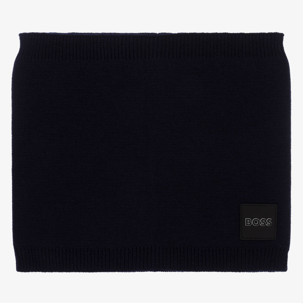 BOSS-Boys Navy Blue Logo Snood | Childrensalon Outlet