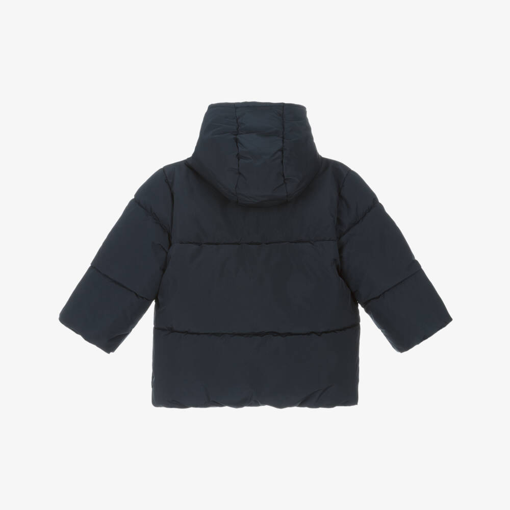 BOSS-Boys Navy Blue Puffer Jacket with Subtle Logo | Childrensalon Outlet