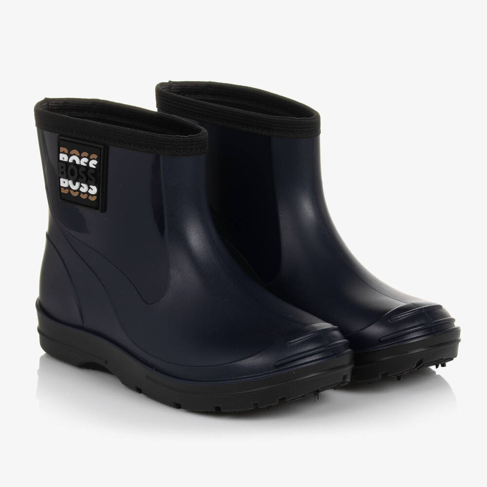 BOSS - Boys Navy Blue Rain Boots | Childrensalon